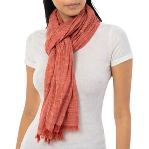 Style & Co Textured Linen-Look Scarf Convertible Wrap Red Clay One Size 72"x27"